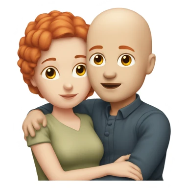 Bald boy and redheaded girl cuddling  sticker