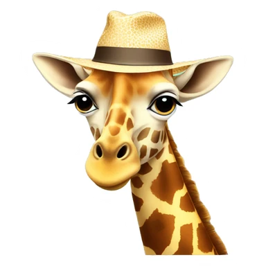 Giraffe wearing a sun hat sticker