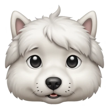 a white dog with a gray stain on one eye sticker