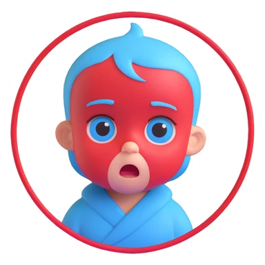 red circle with jealous expression, featuring baby blue highlights, Microsoft 3D Fluent style sticker