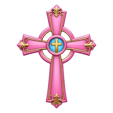 make catholic cross with very girly pink tones. sticker