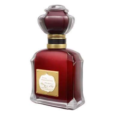 Dark red vintage French style perfume bottle with red begonias sticker