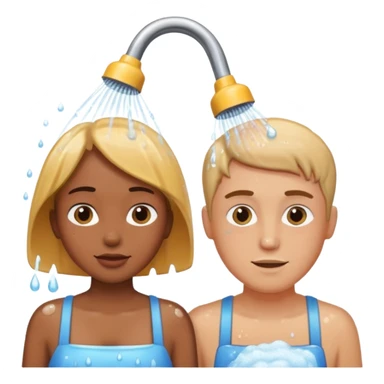 a woman and man showering sticker