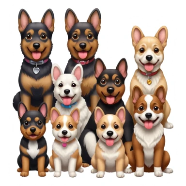 1 german shephard, 1 bulldog, 1 poodle, 1 husky, 1 dachshund sticker