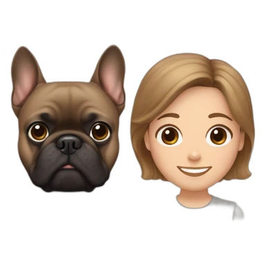 black french bulldog and a man with brown hair and a brown beard with his wife with brownish blonde hair sticker