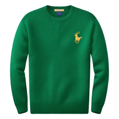 Ralph Lauren sweater, green, crew neck, small polo logo sticker