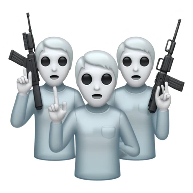 Fantasmas con un fusil moderno y haciendo haciendo en en forma de ✌️ con los dedos sticker