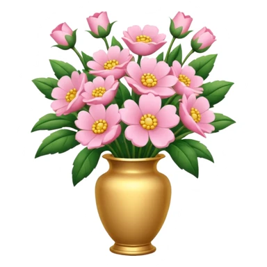 Pastel Pink Flowers Bouquet Golden Huge In a Vase sticker