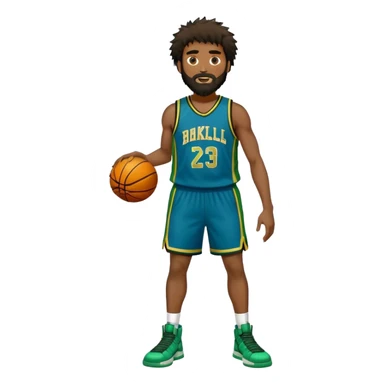 full body wHITE MA WITH GOLD TEE BEARD DARKSHAGGY HAIR BASKETBALL PLAYER WEARING BLUE AND GREE UNIFORM sticker