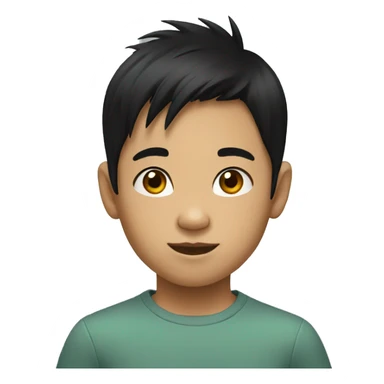 black hair asian kid sticker