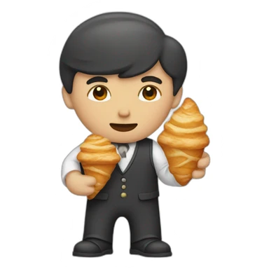 thin man holding a croissant sticker