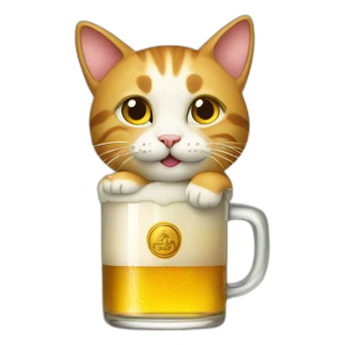 cat drink beer sticker