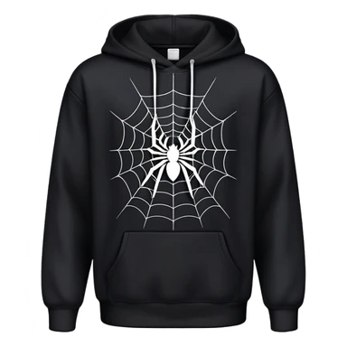 The Black Sp5der Hoodie features a black base with distinctive middle spot where there is a spider web on it, and the whole hoodie is black in the spider web in the middle is black with the no spider in the middle, NO SPIDER just a web sticker