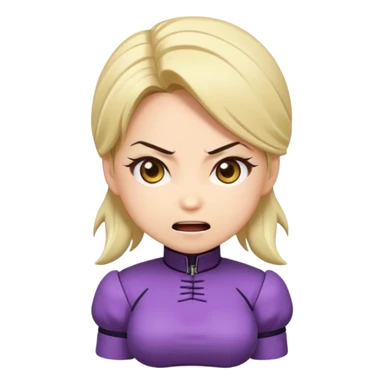 Chibi anime emoji of Nina Williams (Tekken), super-deformed proportions, big expressive eyes, minimal details, bold outlines, flat colors, cute facial expressions (smile, surprised, angry), sticker emoji style, clean background, wholesome and safe sticker