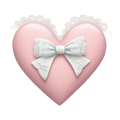 rococo Pastel pink heart with white bow with lace and frills  sticker