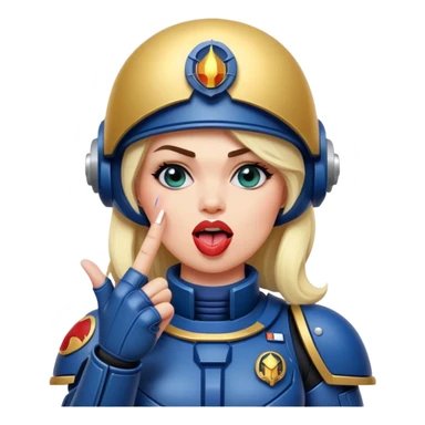 middle finger and face with tongue out woman space marine full body sticker