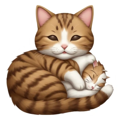 dark brown tabby and white cat upside down with eyes closed sticker