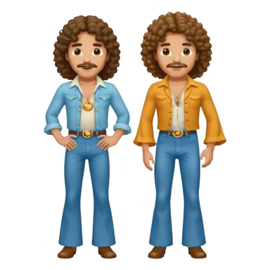 70s 80s men with long curly hair style  sticker