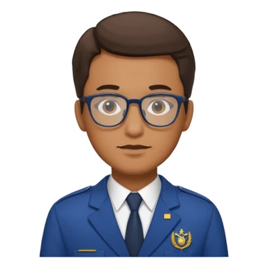 male Librarian in foreign countries with glasses and uniform sticker