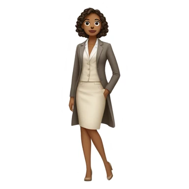 Arquitecto mujer tez blanca, cabello rizado café vestida con un traje sastre beige y mocasines contemporáneos  sticker