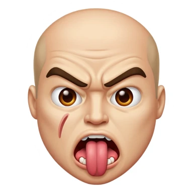 an angry face with his tounge sticking out sticker