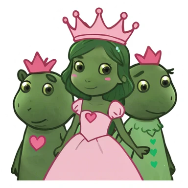 Princess with pink hearts and pink boys around her sticker