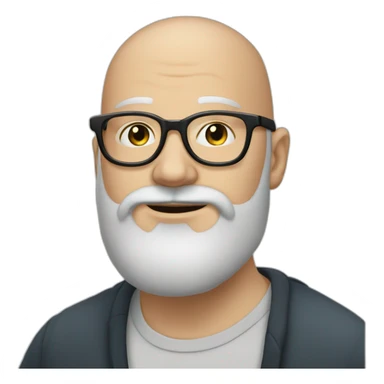 30 year old white bald man with a big beard and very round black glasses sticker