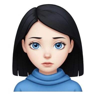 black haired girl with blue eyes cold look sticker
