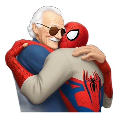 Spider-Man hugs Stan Lee sticker