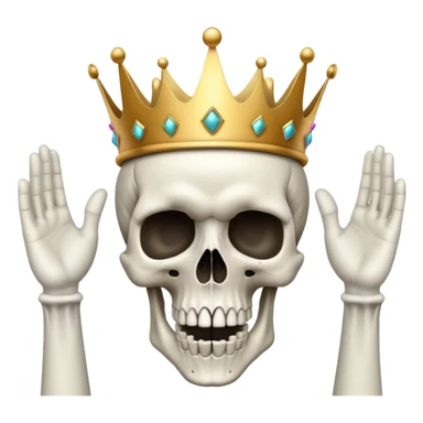 shocked skull with crown, hands raised to head in disbelief sticker