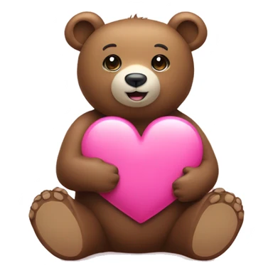 Bear sitting next to a pink heart sticker