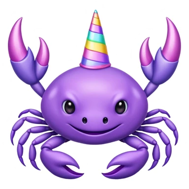 a cute purple crab with a unicorn horn. the crab shouldn't have a face sticker