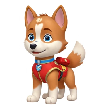 cute, disney red siberian husky with blue eyes; paw patrol style sticker
