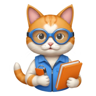 funny cat with planner with blue goggles sticker