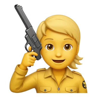 Create a smiling face emoji that’s holding a gun aimed to their forehead sticker