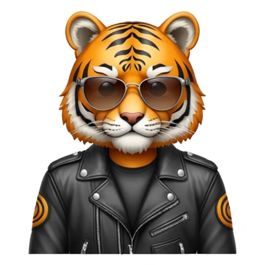 Tiger biker with leather jacket and sunglasses sticker