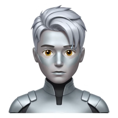 futuristic man with long metalic hair sticker