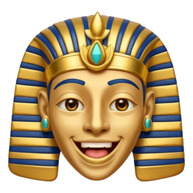 Discord emoji for "RA Silkroad", Ancient Egyptian theme, funny Pharaoh face laughing widely, cartoonish, colorful, shiny gold accents, small and clear, perfect for emoji use.
 sticker
