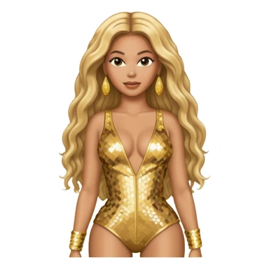 Beyonce with long blonde hair, gold sequin tour outfit  sticker