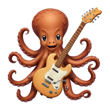 happy octopus with multiple arms playing guitar sticker
