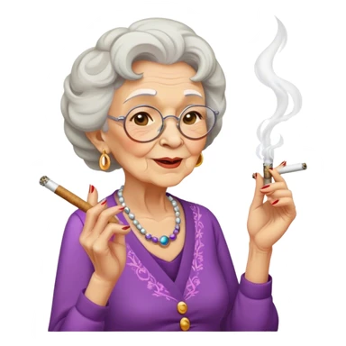 Old lady smoking a joint dancing sticker