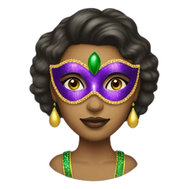 girl wearing a mardi gras mask light skin sticker