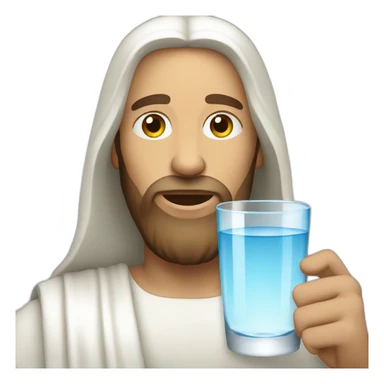 White Jesus with water glass sticker