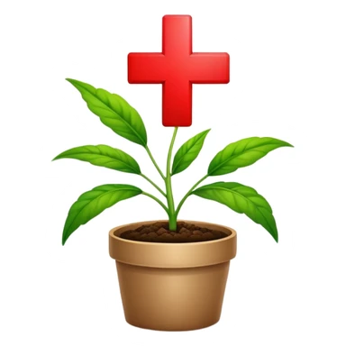 green plant with a red medical cross symbolizing agriculture and health sticker