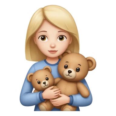 A girl with fair color and teddy bear in her hand sticker