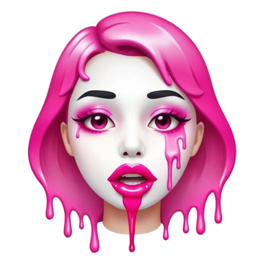 White paint dripping from mouth with hot pink ombre glossy lips sticker