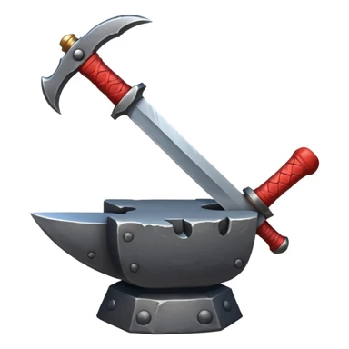 red-hot sword being forged on anvil with hammer sticker
