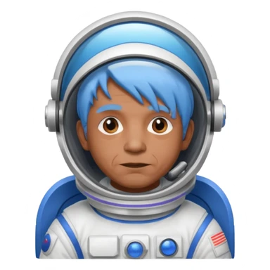 old man, brown skin astronaut with blue hair sticker