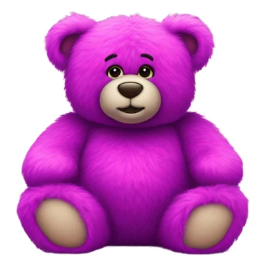 Realistic isolated big really fluffy hot pink and royal purple fuzzy full length Valentines Day stuffed Teddy Bear. sticker