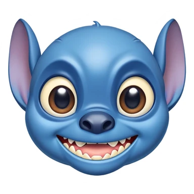blue alien Stitch face from Lilo and Stitch with big eyes and sharp teeth sticker